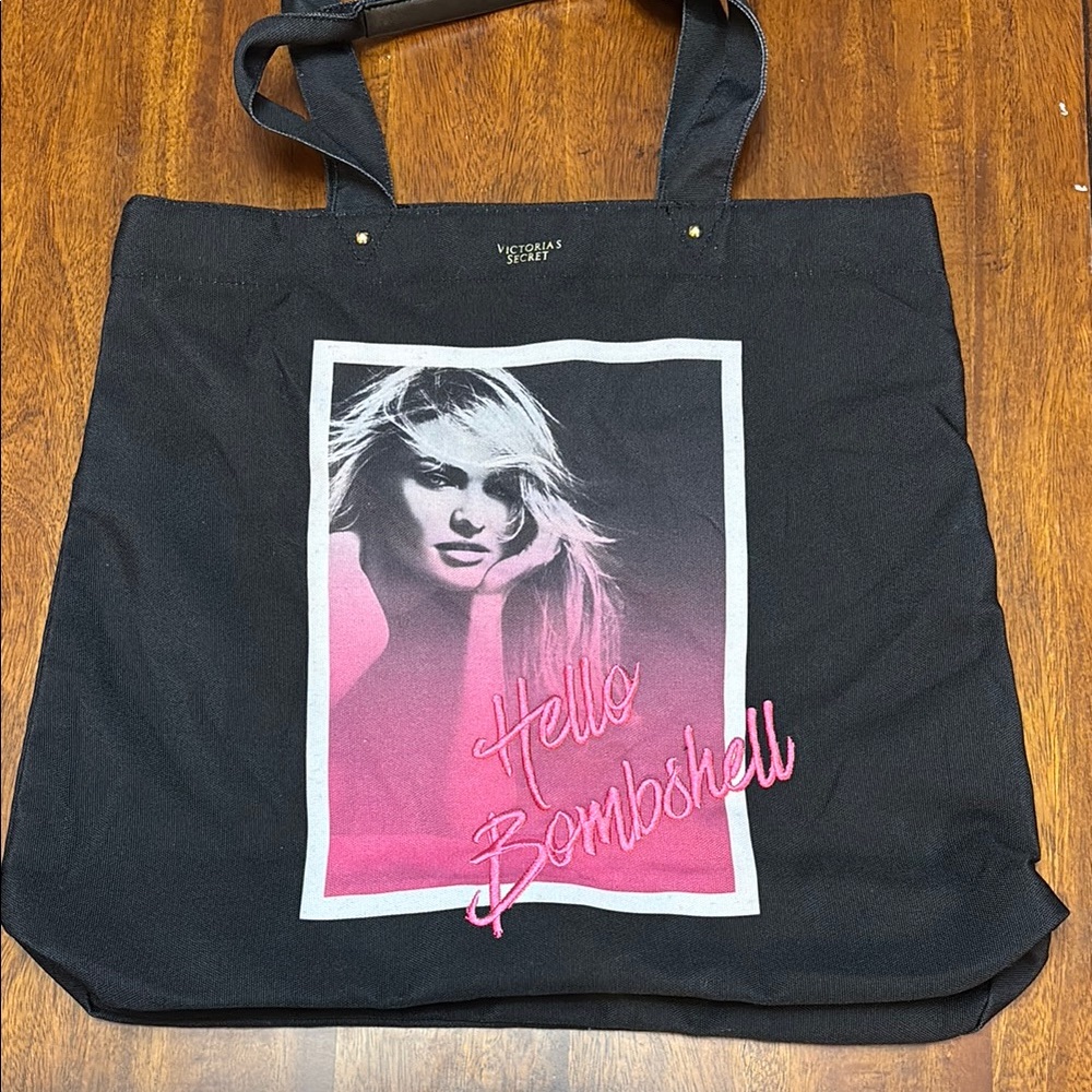 Victoria's Secret Black and Pink Canvas Tote NWOT